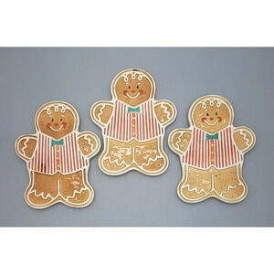 Avon Jolly N' Sweet Gingerbread Treat Ceramic Trivets Set of 3 Holiday Decor